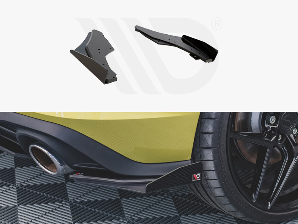 Maxton Design Black + Gloss Flaps Racing Durability Rear Side Splitters (+Flaps) VW Golf 8 GTI Clubsport (2020-), view 1