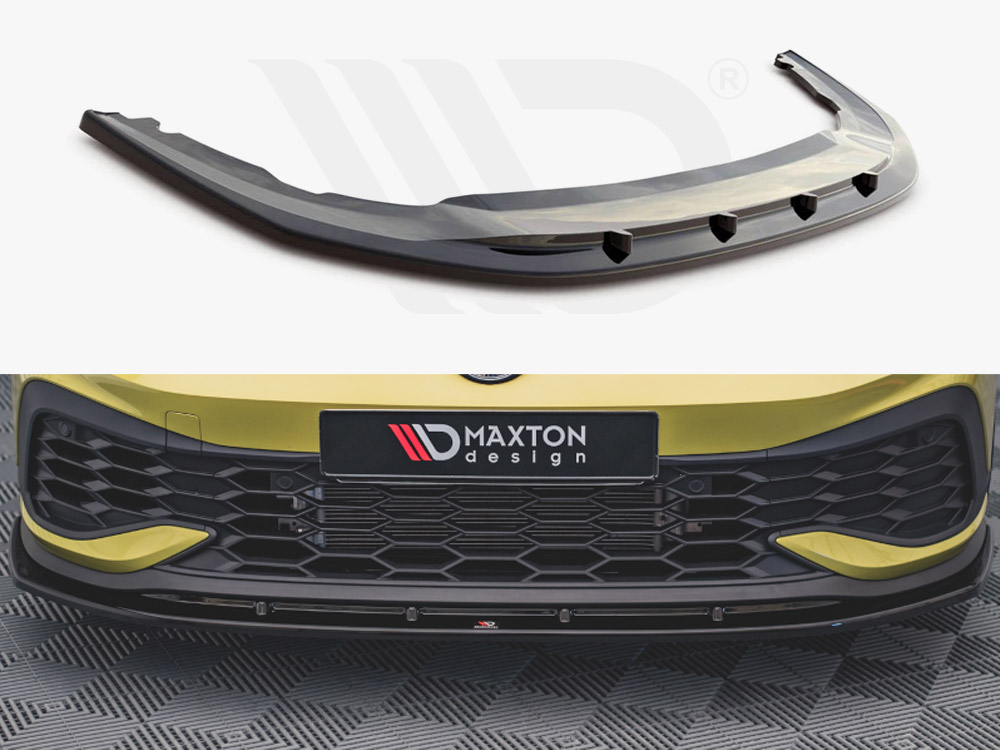 Maxton Design Gloss Black Front Splitter V4 VW Golf 8 GTI Clubsport (2020-), view 1