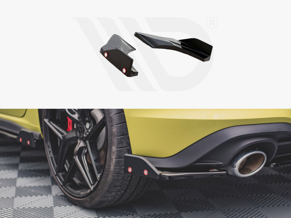 Maxton Design Gloss Black Rear Side Splitters (+Flaps) V1 VW Golf 8 GTI Clubsport (2020-), view 1