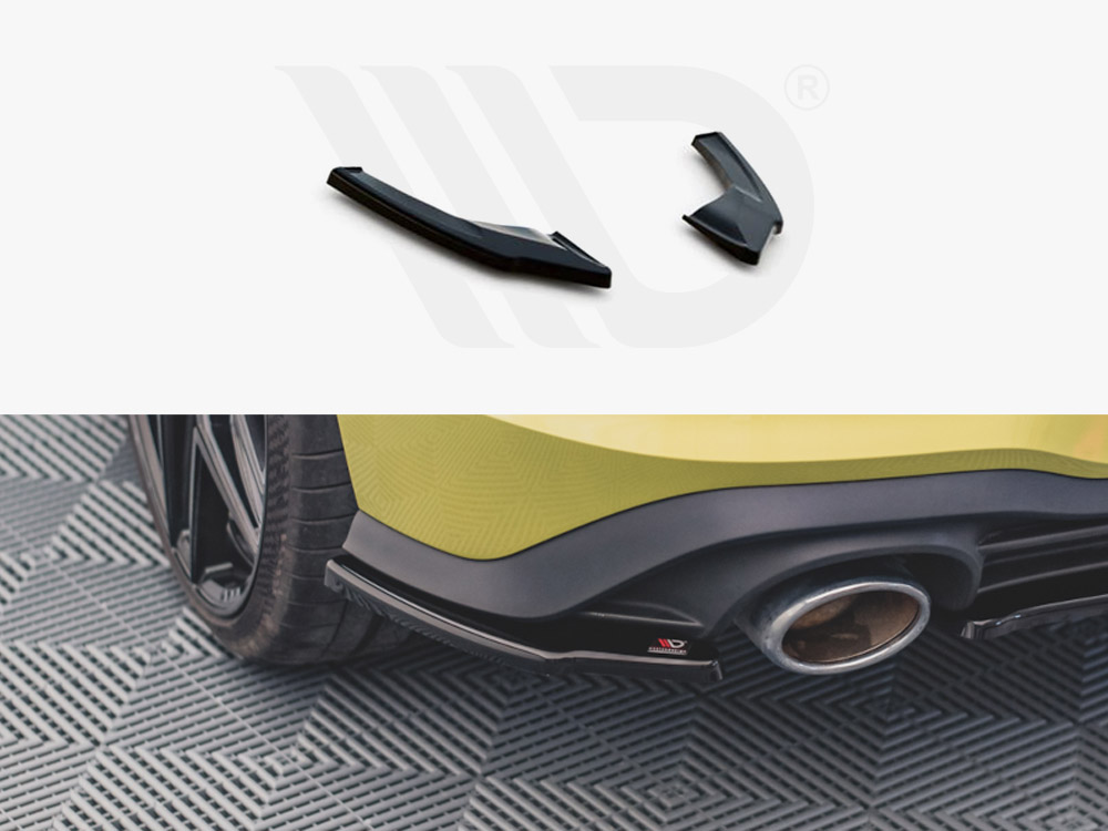 Maxton Design Gloss Black Rear Side Splitters V2 VW Golf 8 GTI Clubsport (2020-), view 1