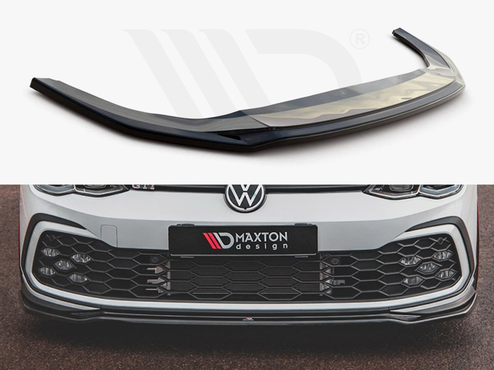 Maxton Design Gloss Black Front Splitter V4 VW Golf 8 GTI / R-Line (2020-), view 1