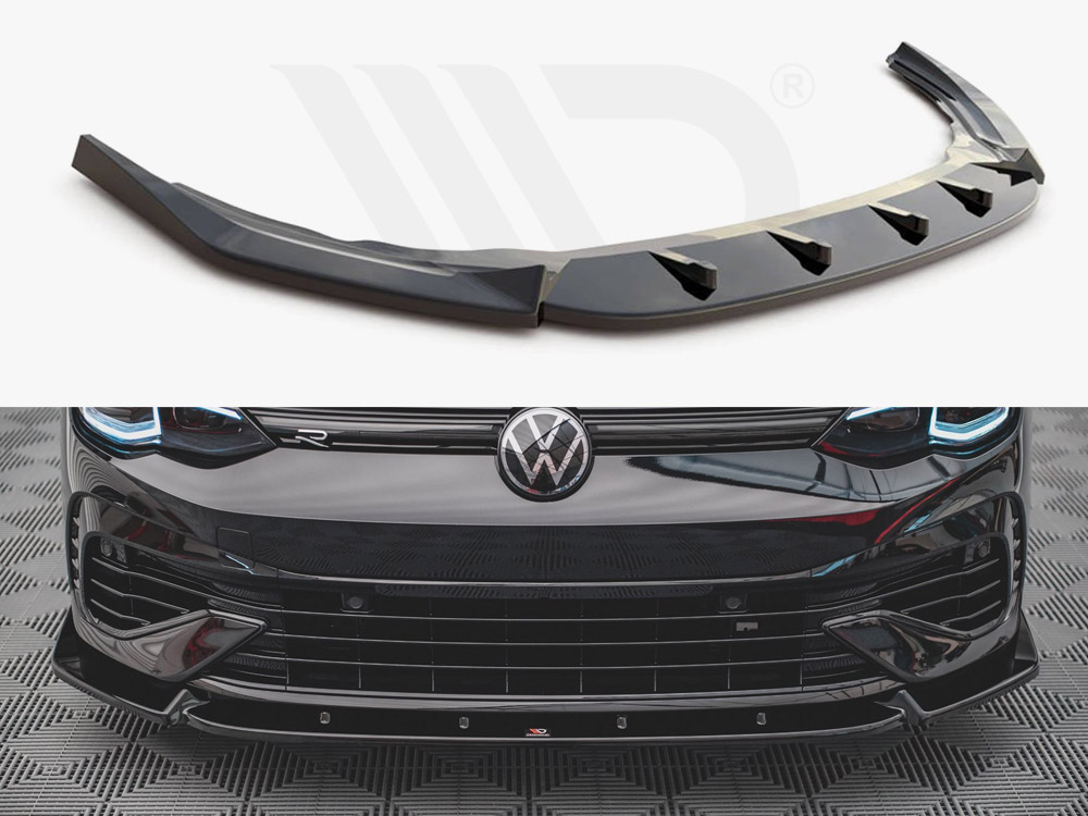 Maxton Design Gloss Black Front Splitter V.2 VW Golf R Mk8 (2020-), view 1
