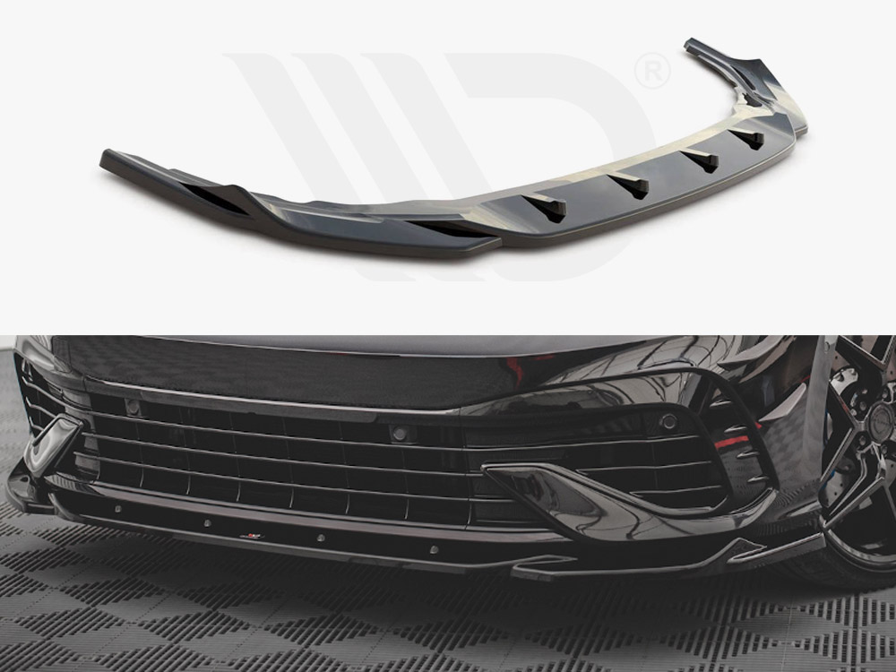 Maxton Design Gloss Black Front Splitter V.4 VW Golf R Mk8 (2020-), view 1