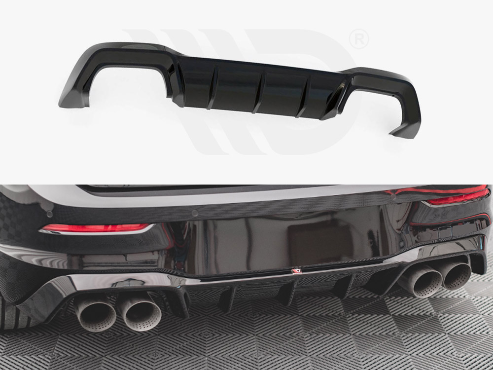 Maxton Design Gloss Black Rear Valance V.1 Volkswagen Golf R Mk8 (2020-), view 1