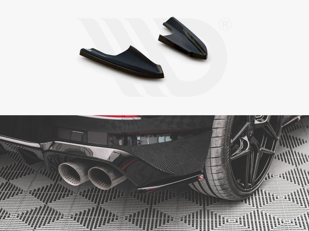 Maxton Design Gloss Black Rear Side Splitters V.3 VW Golf R Mk8 (2020-), view 1