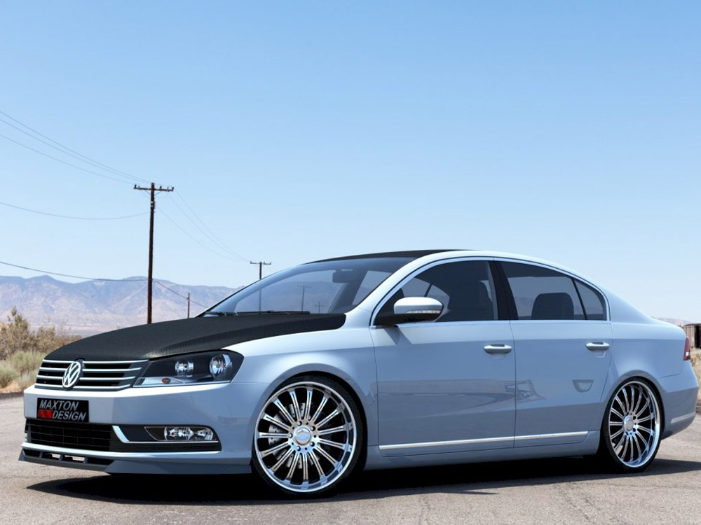 Maxton Design Gloss Black Front Splitter VW Passat B7, view 1