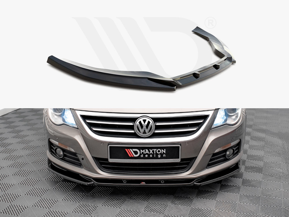 Maxton Design Gloss Black Front Splitter V.4 VW Passat Cc (2008-2012), view 1