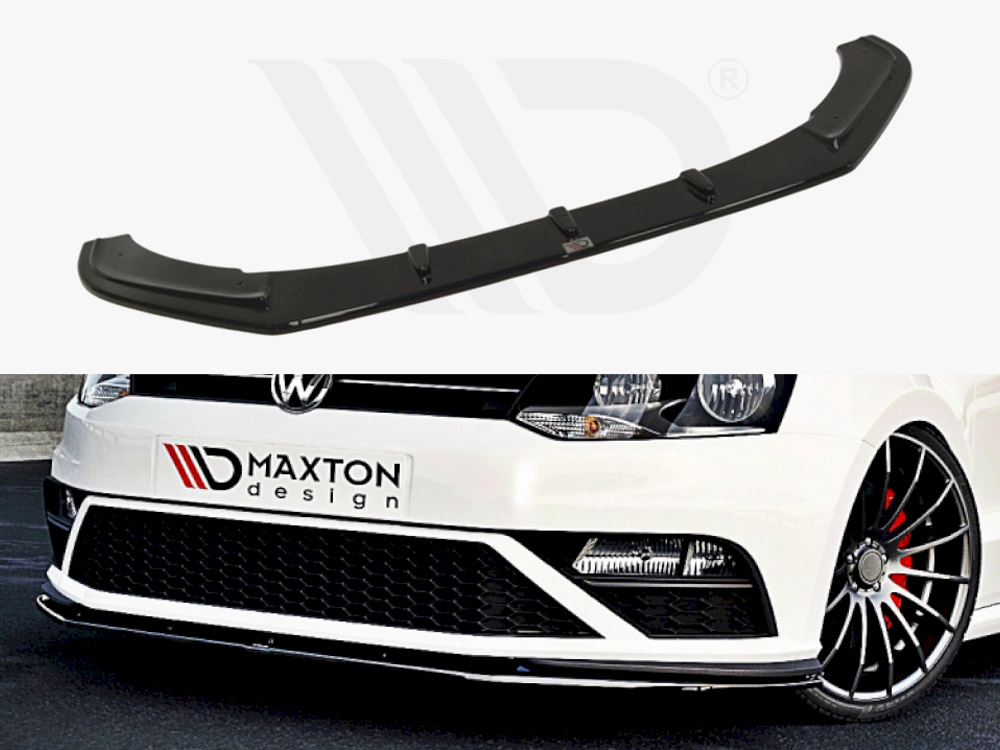 Maxton Design Gloss Black Front Splitter V.1 VW Polo Mk5 GTI (Facelift) (2015-2017), view 1
