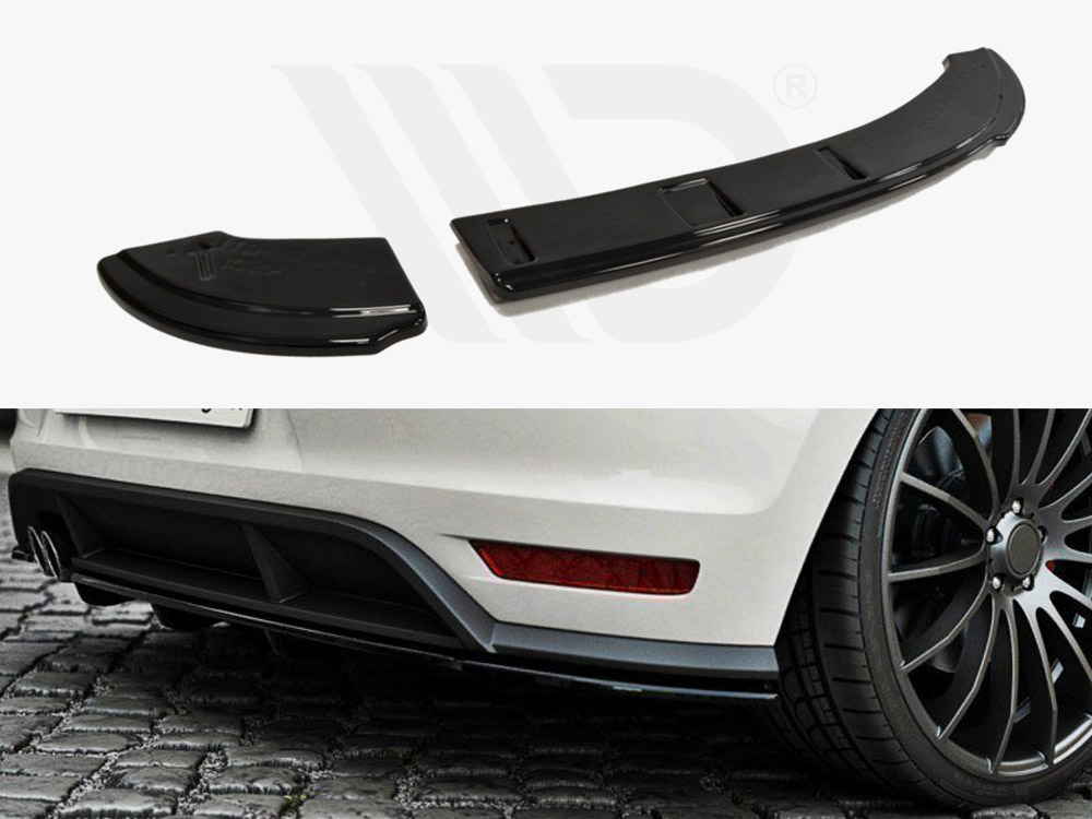 Maxton Design Gloss Black Rear Splitter VW Polo Mk5 GTI Facelift (With A Vertical Bar) (2015-2017), view 1