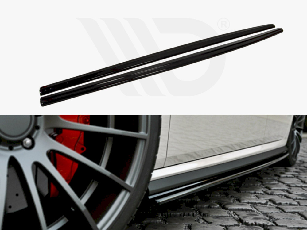 Maxton Design Gloss Black Side Skirts Diffusers VW Polo Mk5 GTI (Facelift) (2015-2017), view 1