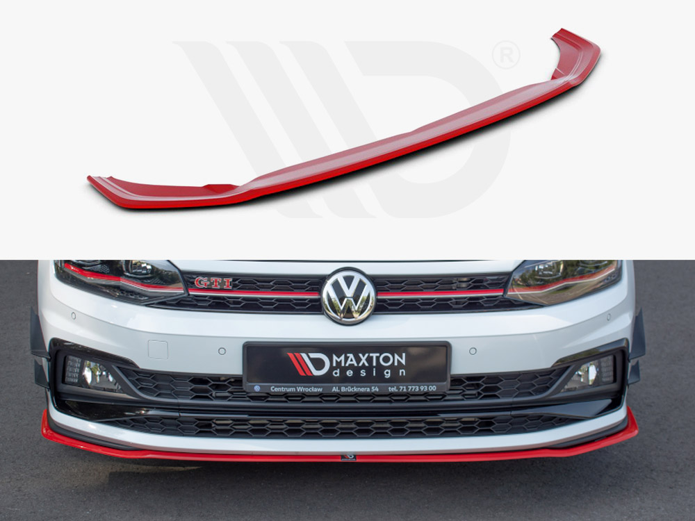 Maxton Design Gloss Black Front Splitter V.2 VW Polo Mk6 GTI (2017-2021), view 1