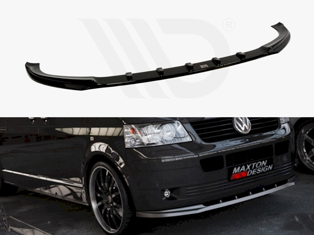 Maxton Design Gloss Black Front Splitter VW T5 (Preface), view 1
