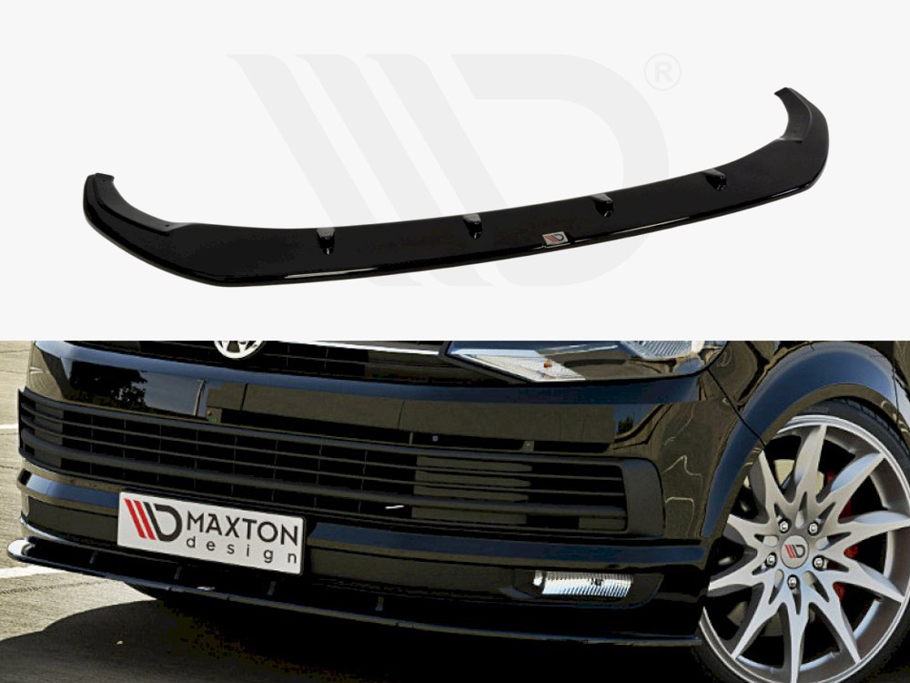 Maxton Design Gloss Black Front Splitter V.1 VW T6 (2015-19), view 1