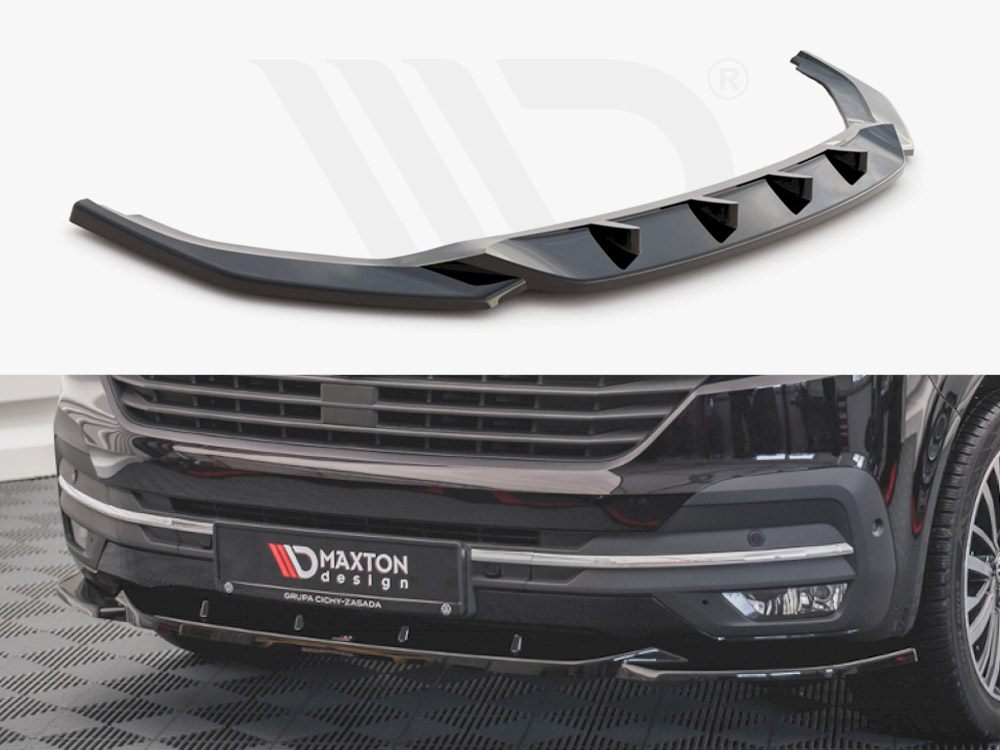 Maxton Design Gloss Black Front Splitter V2 VW T6 Facelift (2019-), view 1