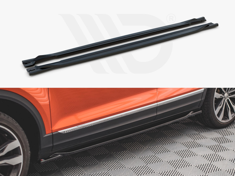 Maxton Design Gloss Black Side Skirts Diffusers VW T-Roc Mk1 (2017-), view 1