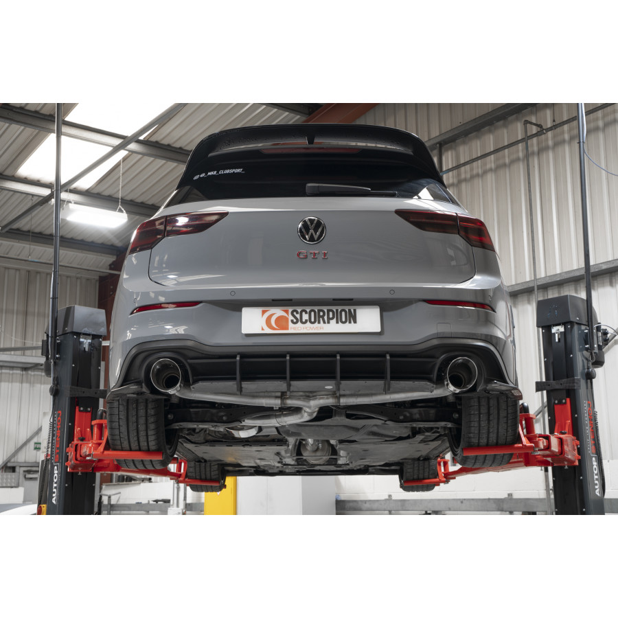 Scorpion GPF-back Exhaust System - Golf Mk8 & Mk8.5 GTI Clubsport – Resonated Polished Evo Oval Trims - SVW069