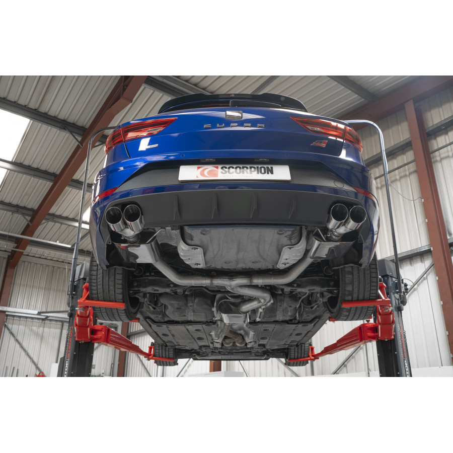 Scorpion GPF Back Exhaust System - Leon Cupra ST 300 4Drive – Non Resonated - Ceramic Black Evo Oval Tails - SSTS017C