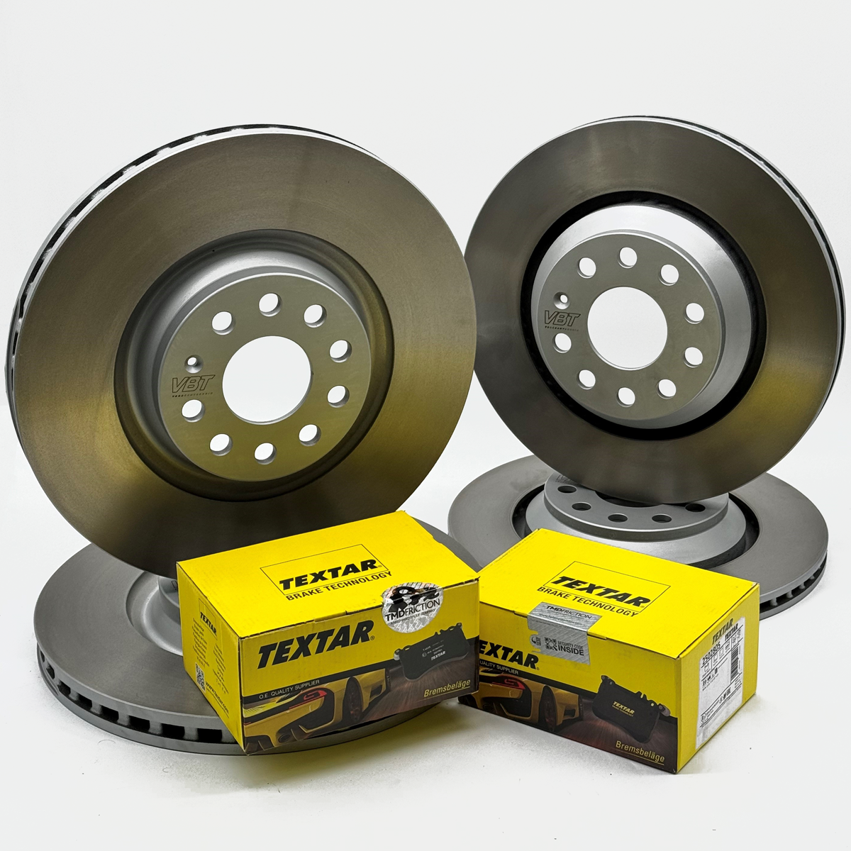 VBT Disc and Pad Combo - MQB Platform 340mm F / 310mm R – VBT Hooked Discs, Mintex MRM1801 Fast Road Pads, view 1