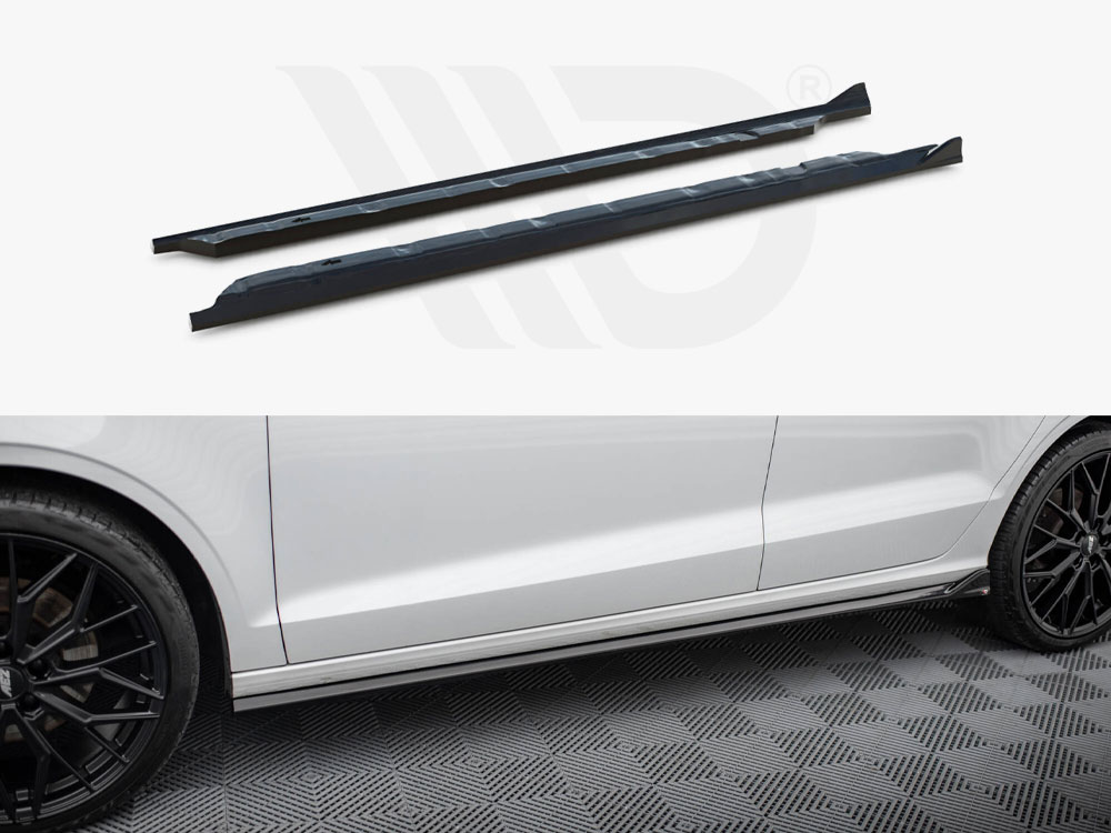 Maxton Design Gloss Black Side Skirts Diffusers Audi A3 8V Sedan PFL