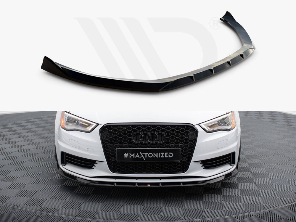 Maxton Design Gloss Black Front Splitter V.1 Audi A3 Sedan 8V PFL