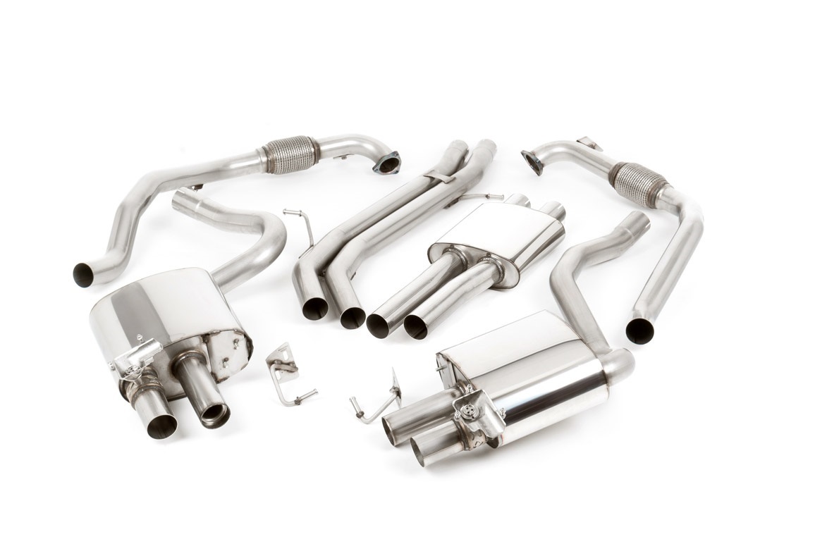Milltek Resonated Catback Exhaust - S4 B9 (sport diff models and without brace bar) – Quad GT-100 Burnt Titanium Trims - (SSXAU1094)