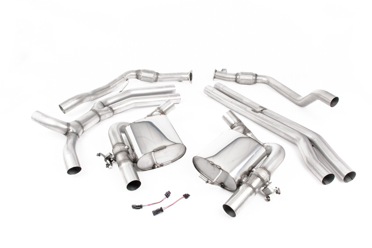 Milltek GPF Back Exhaust System - RS5 B9.5 Turbo Coupe (GPF Model) – Part Resonated Road+ - with Cerakote Black Oval Trims - (SSXAU847)