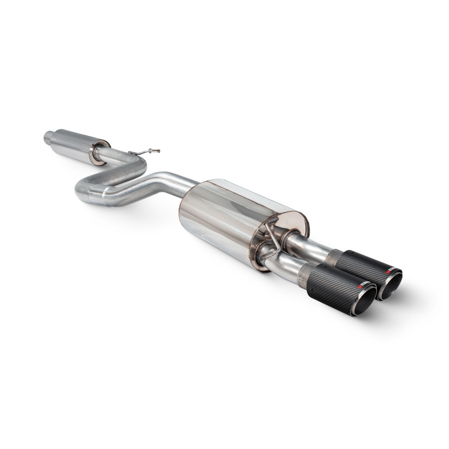 Scorpion Resonated GPF-Back Exhaust System with Twin Carbon twin 90mm Ascari trims - Volkswagen Polo GTI 2.0T AW Pre-Facelift GPF Model, view 1