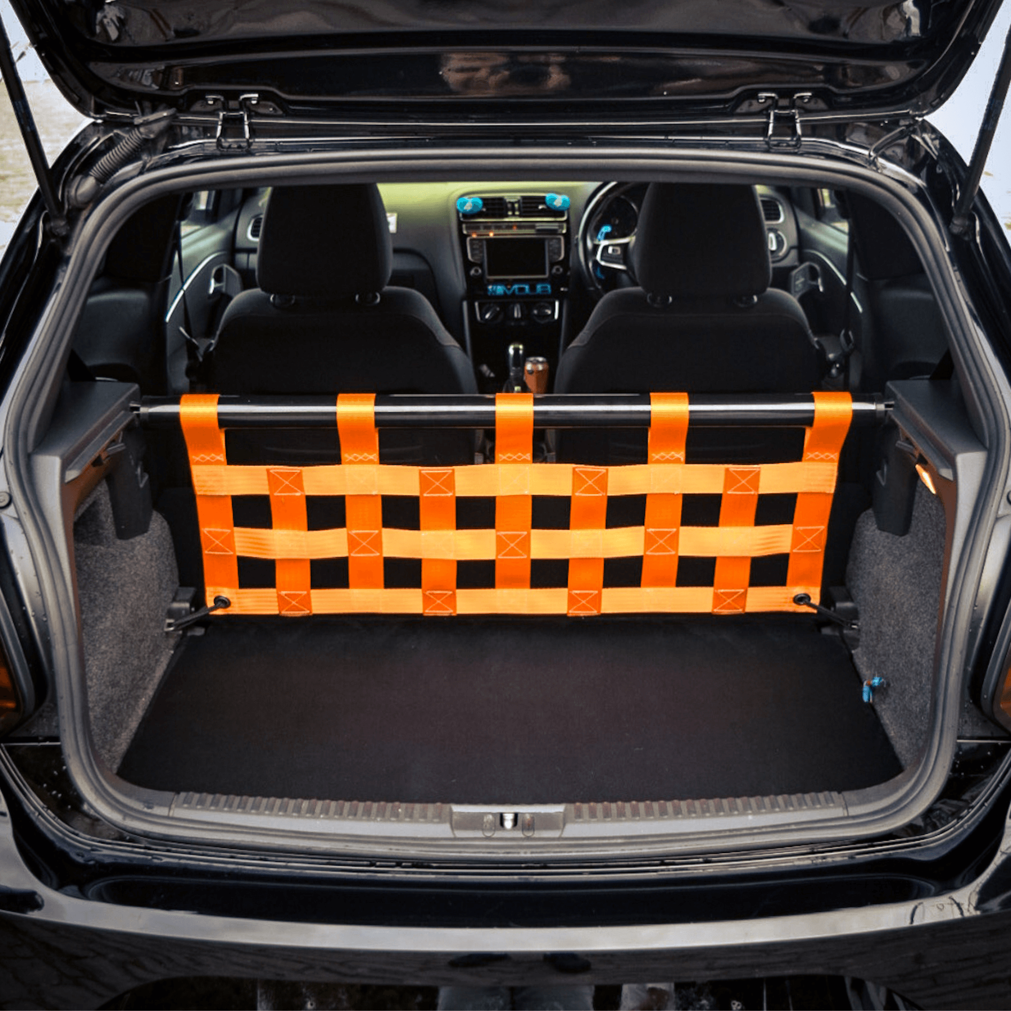 VW Polo Mk5 6C 6R GTI Strut bar and Cargo net – Yellow Bar / White