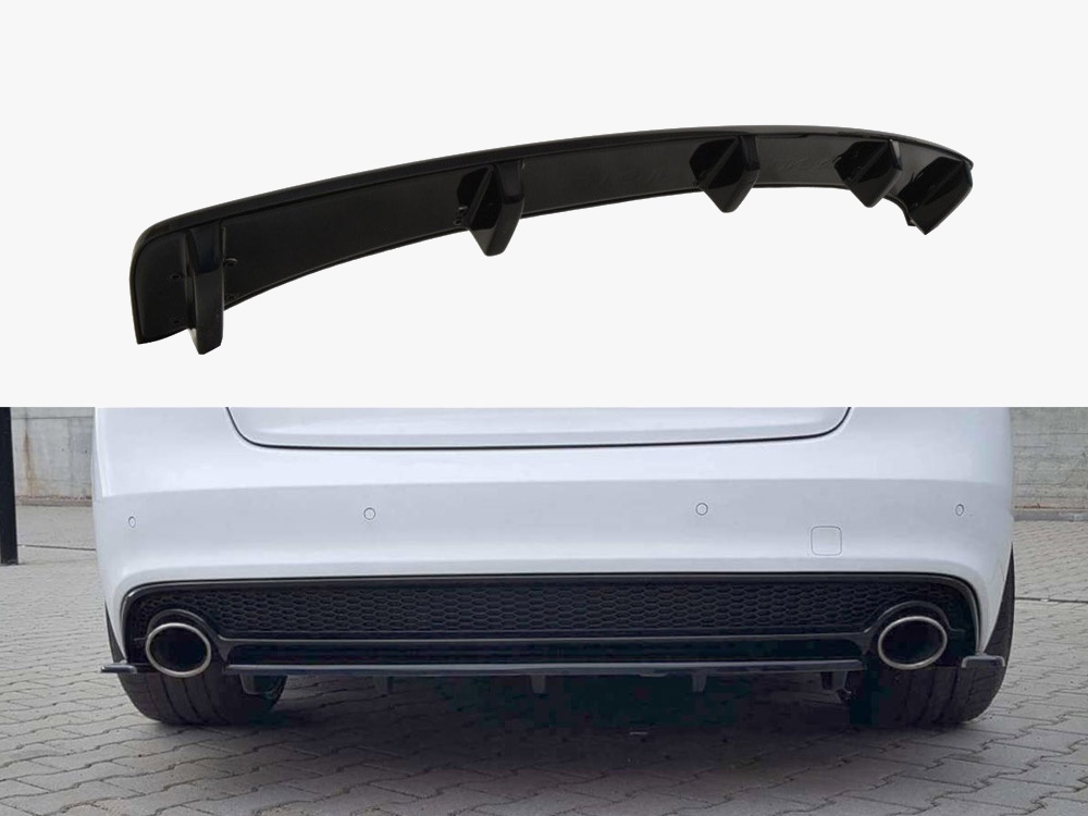 Maxton Design Central Rear Splitter (Vertical Bars) Audi A5 S-line 8T FL Coupe / Sportback - Textured, view 1