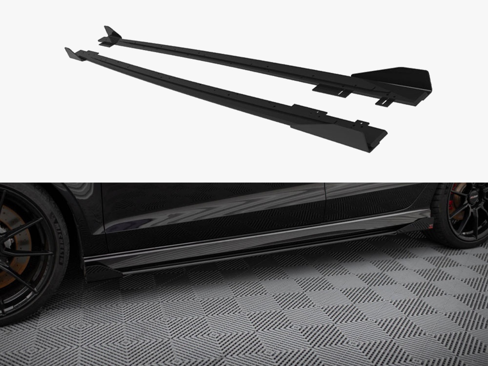 Maxton Design Street PRO Side Skirts Diffusers V.1 + Flaps Audi RS3 Sedan 8V Facelift, view 1