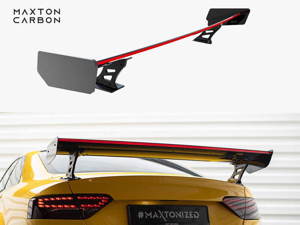 Maxton Design Carbon Spoiler With External Brackets Uprights + LED Audi A5 Coupe 8T, view 1