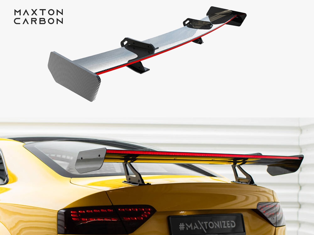 Maxton Design Carbon Spoiler With Upper Swan Mounting + LED Audi A5 Coupe 8T, view 1