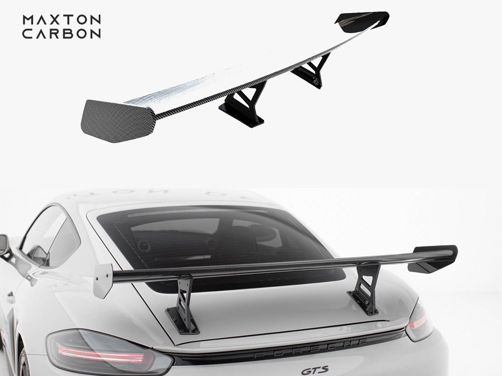 Maxton Design Carbon Spoiler With Internal Brackets Uprights V.1 Porsche 718 Cayman GTS 982c, view 1