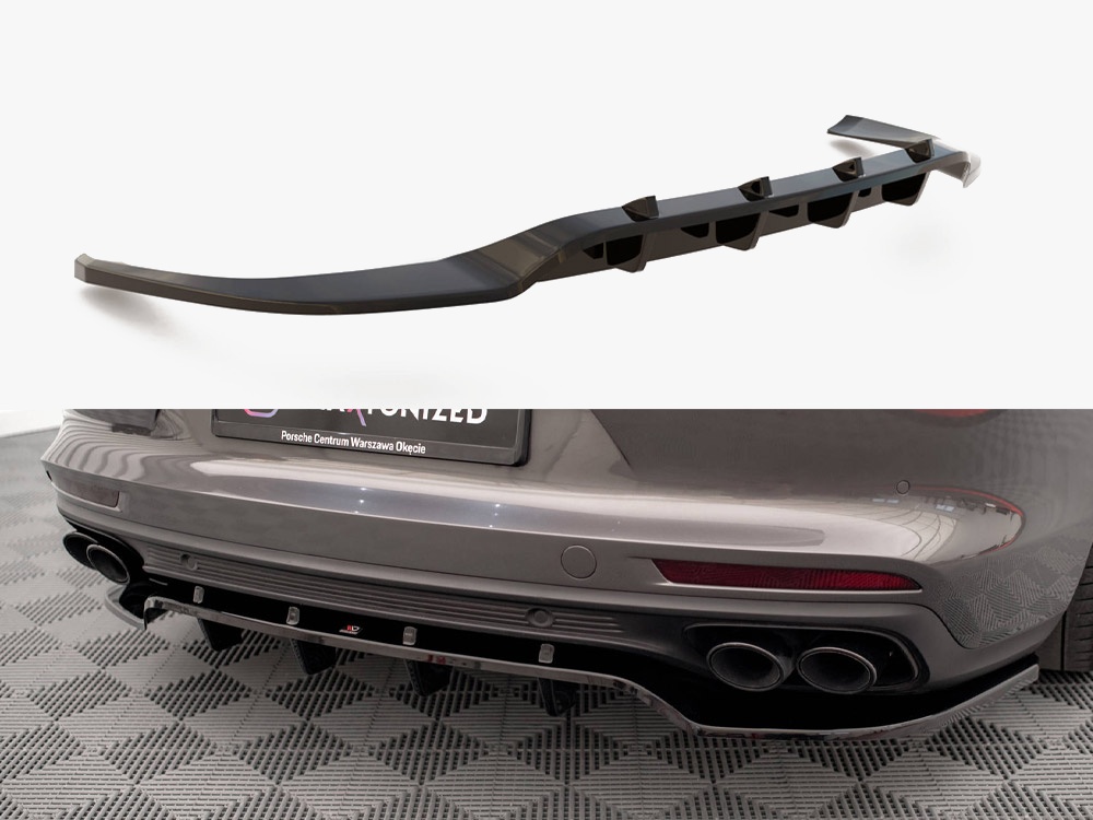 Maxton Design Rear Splitter (Vertical Bars) Porsche Panamera Turbo S E-Hybrid / Panamera E-Hybrid / Panamera 4S 971, view 1