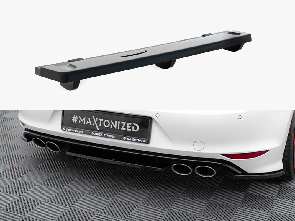 Maxton Design Central Rear Splitter (Vertical Bars) VW Golf R Mk7 - Textured, view 1
