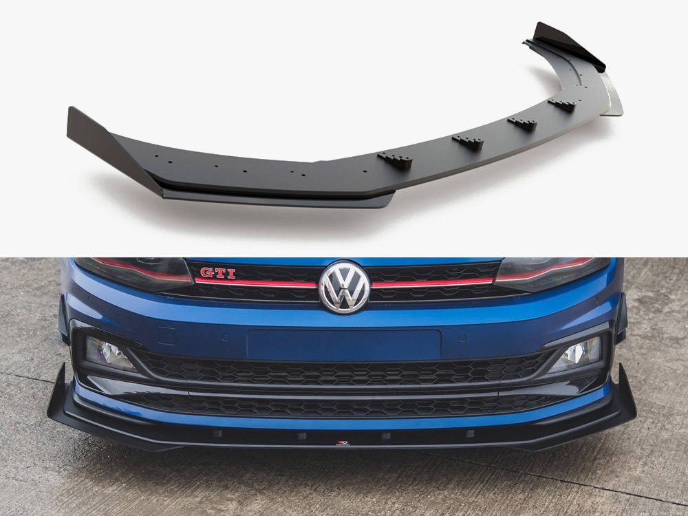 Maxton Design Street PRO Front Splitter + Flaps VW Polo GTI Mk6, view 1