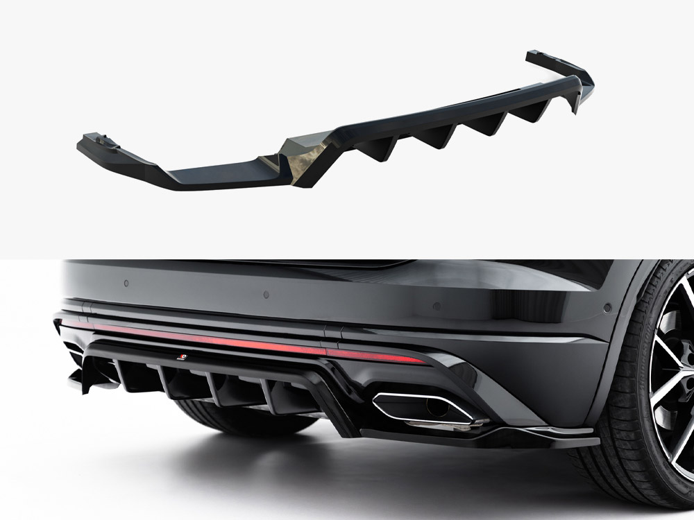 Maxton Design Rear Splitter (Vertical Bars) Volkswagen Touareg R-Line Mk3 Facelift, view 1