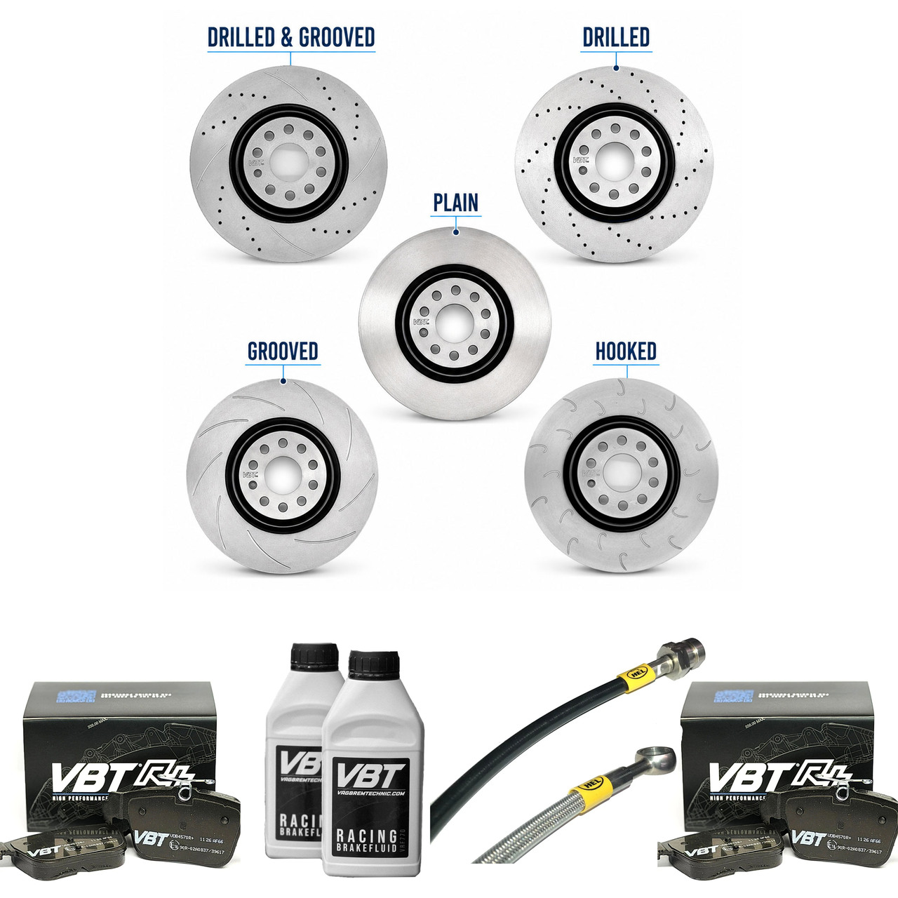 VBT MQB Front & Rear | Disc & Pad Bundle | F:340mm - R:310mm
