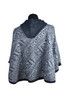Hooded Cape with Geometrical Designs One Size 100% Alpaca Gray Shades