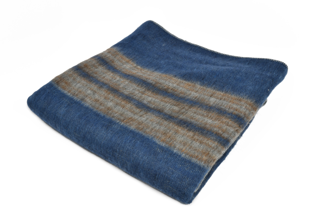 Blue Shades Alpaca Knits Handmade Alpaca Wool Blanket 