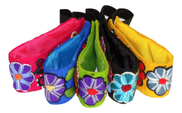 Embroidered Headband Assorted Colors Floral Patterns Wool Hand Embroidered