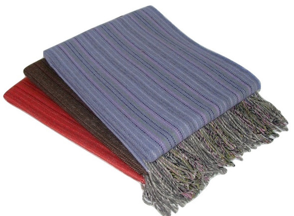 100% Alpaca Blanket Fine Stripes Reversible