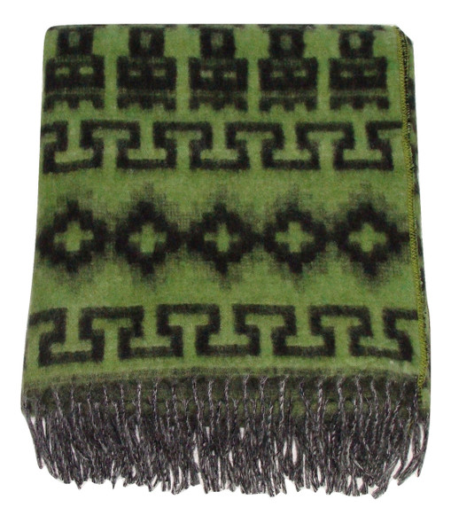Moss Green Alpaca Inca Geometric Blanket 60" x 84" Classic