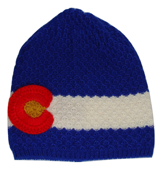 100% Alpaca Knit Beanie  Flag Ski Hat