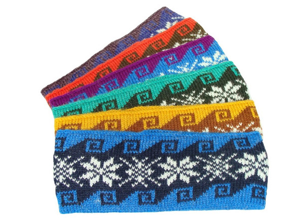 Adult Size Headband Knit Alpaca with Snowflake Design Assorted Colors