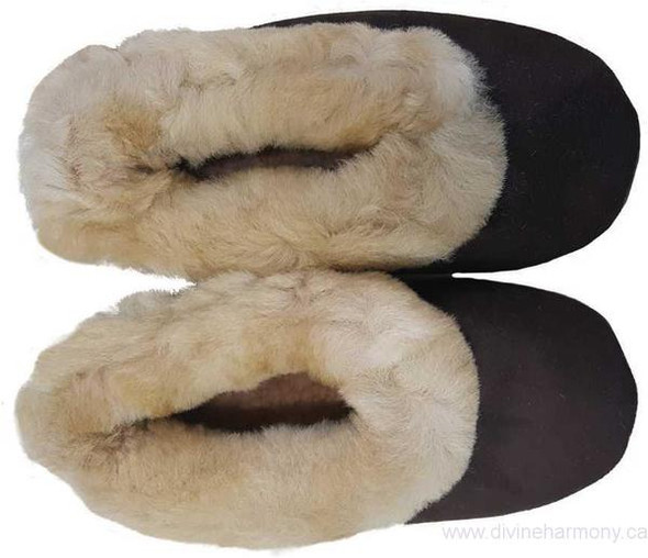 Suede Slippers with Baby Alpaca Fur Lining Unisex