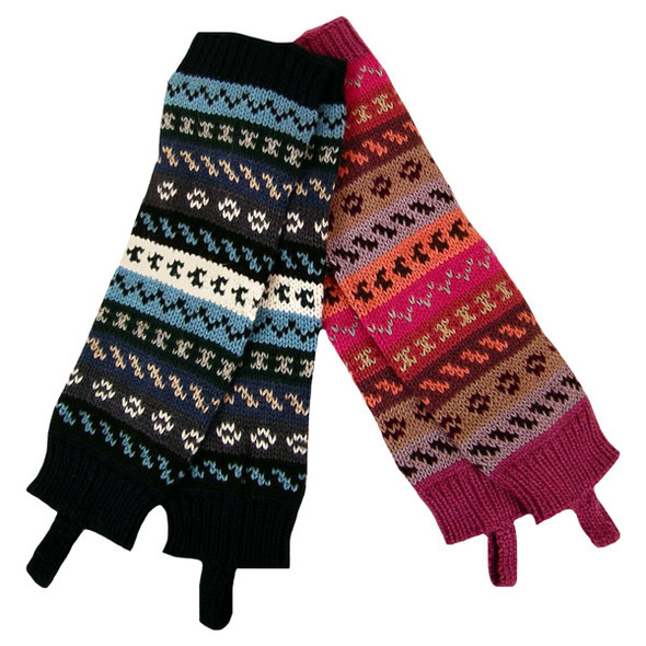 100% Alpaca Yarn Leg Warmers Geo Patterns Peru Heavy Knit (30)