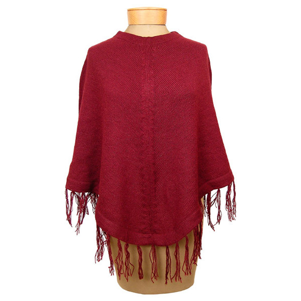 Alpaca 100% Knit Poncho, solid Adult One Size Assorted Colors