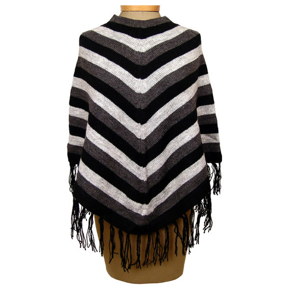 Alpaca 50% Acrylic 50% Striped Knit Poncho One Size Many Colors