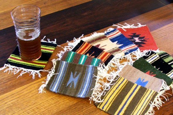 Assortment Wool Hand Loomed Coasters 5" x 5" Peruvian